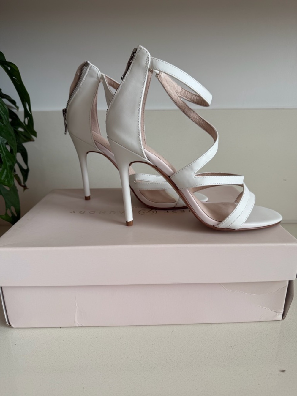 Chinese Laundry White Strappy Stiletto Heels - Picture 4 of 7
